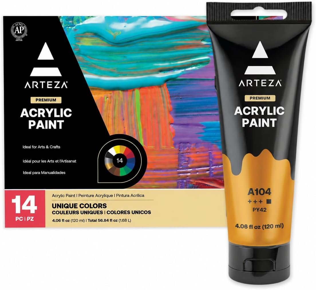 Arteza acrylic paint set, 14 colors, 4oz tubes