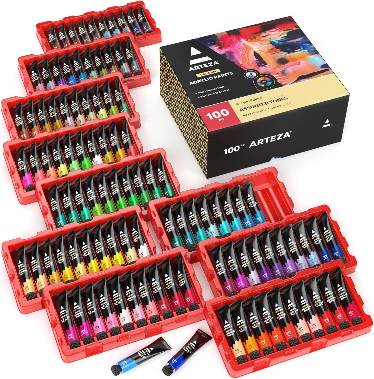 100-color acrylic paint tube set by Arteza